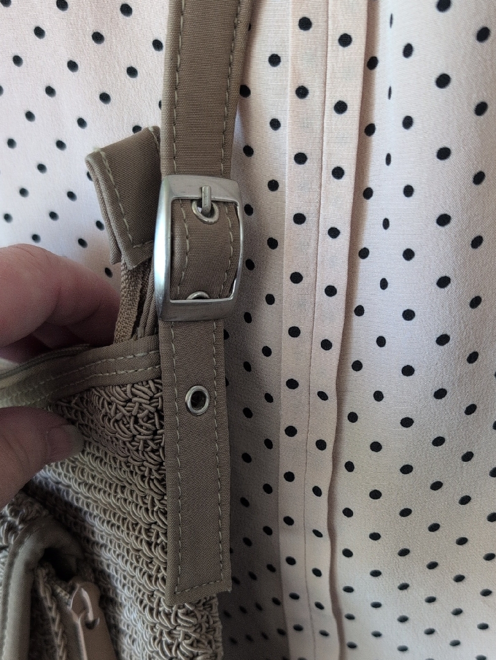 Frankie & Johnnie Tan Crochet Knit Crossbody Shoulder Bag Vintage Y2K - Picture 8 of 15